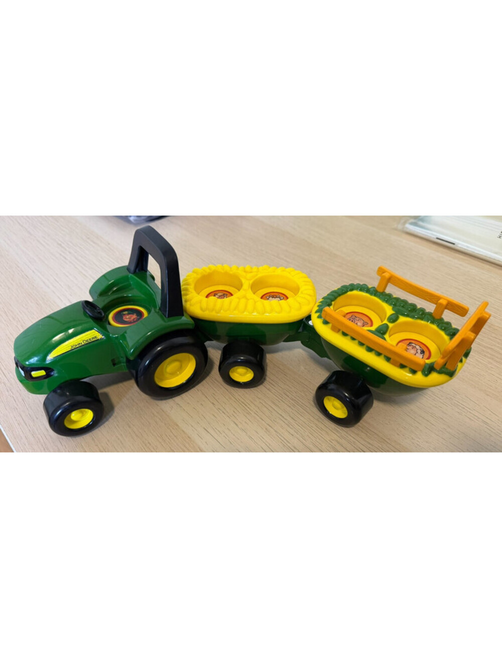 John Deere Animal Sounds Hayride Tractor Toy TOMY Green Wagons Incomplete